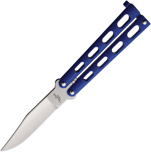 Benchmark Balisong Blue Zinc Stainless Clip Point Butterfly Knife 026