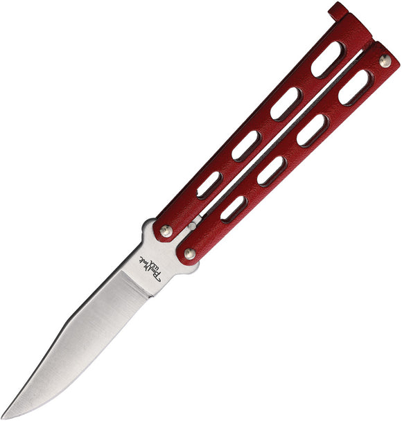 Benchmark Balisong Red Zinc Stainless Clip Point Butterfly Knife 027
