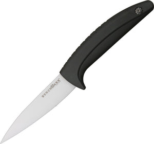 Benchmark 8.63" White Ceramic Black Fixed Blade Kitchen Paring Knife 004