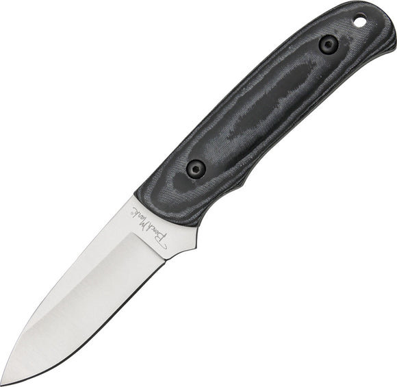 Benchmark Black Micarta Handle Stainless Fixed Blade Knife w/ Belt Sheath 025