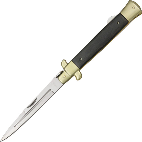 Benchmark Large Stiletto Black Wood Stainless Folding Knife 035