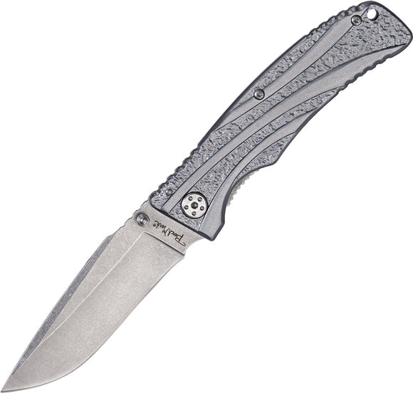 Benchmark Grey Wind Linerlock Gray Aluminum 440 Stainless Folding Knife 054