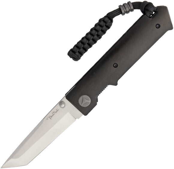 Benchmark Linerlock Black Wood Handle D2 Tool Steel Tanto Folding Knife 065