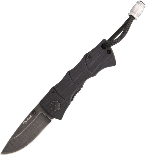 Benchmark Linerlock Black G10 Folding Knife w/ Neck Sheath 067
