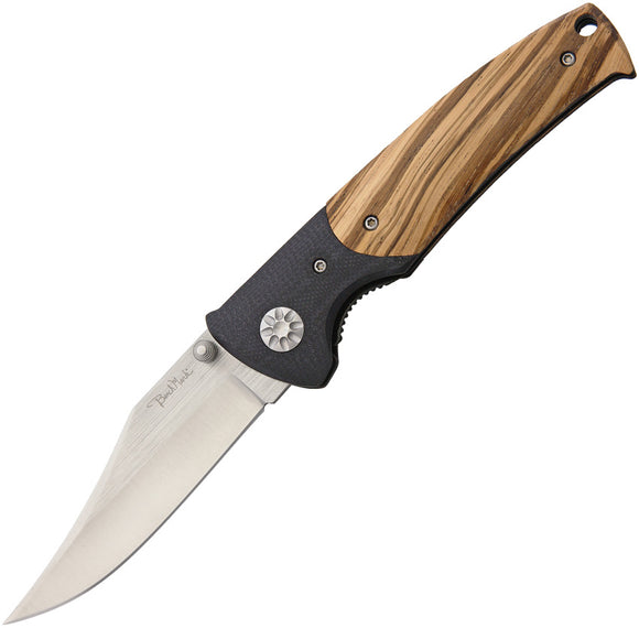 Benchmark Linerlock Wood Handle Black G10 Clip Pt Folding Knife 068