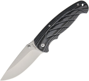 Benchmark Linerlock Black & Gray Micarta Stainless Drop Pt Folding Knife 070