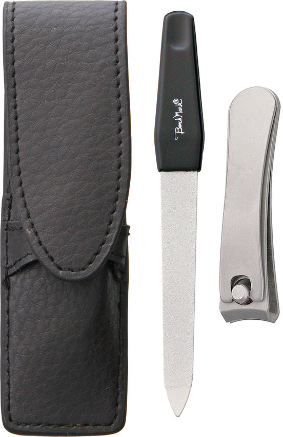 Benchmark Nail Clippers & File Black Leather Case Travel Manicure Set 104