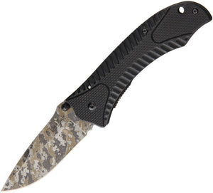 Benchmark Linerlock Black G10 Handle Stainless Camo A/O Folding Knife 105