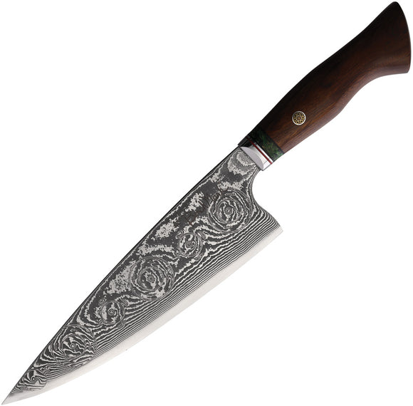 Benchmark Chefs Rose Brown Rosewood Damascus Fixed Blade Knife 124
