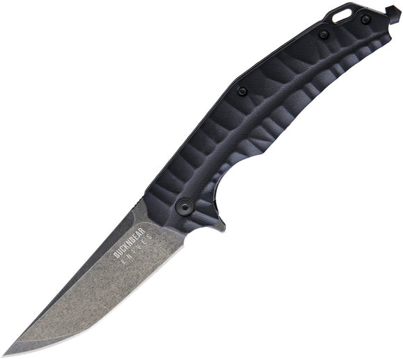 Bucknbear Crocodile Linerlock Black G10 Folding Stonewash Knife 111495