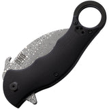 BucknBear Tactical Karambit Linerlock Black G10 Folding Damascus Steel Pocket Knife 1221KFD