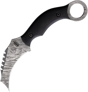BucknBear Venom Karambit Fixed Blade Knife Black Micarta Damascus 1230KMB