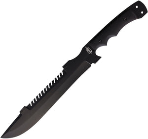 BucknBear Ultimate Survival Fixed Blade Machete Knife Black Stainless 12334UM