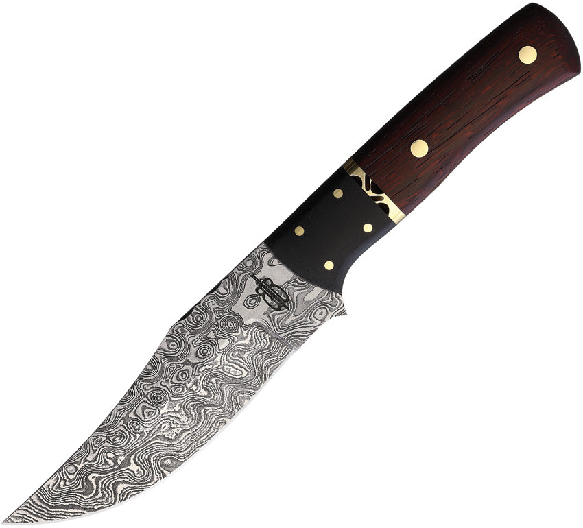 BucknBear Hunter Fixed Blade Knife Red Pakkawood & Wood Damascus 13465 ...