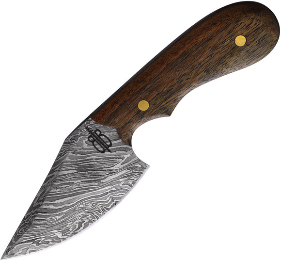 BucknBear Wild Skinner Fixed Blade Knife Brown Wood Damascus w/ Sheath 134660