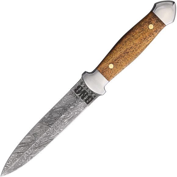 BucknBear Dagger Walnut Wood Damascus Fixed Blade Knife w/ Sheath 15255