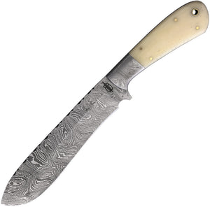 BucknBear Small Fixed Blade Machete Knife White Bone Damascus w/ Sheath 223215