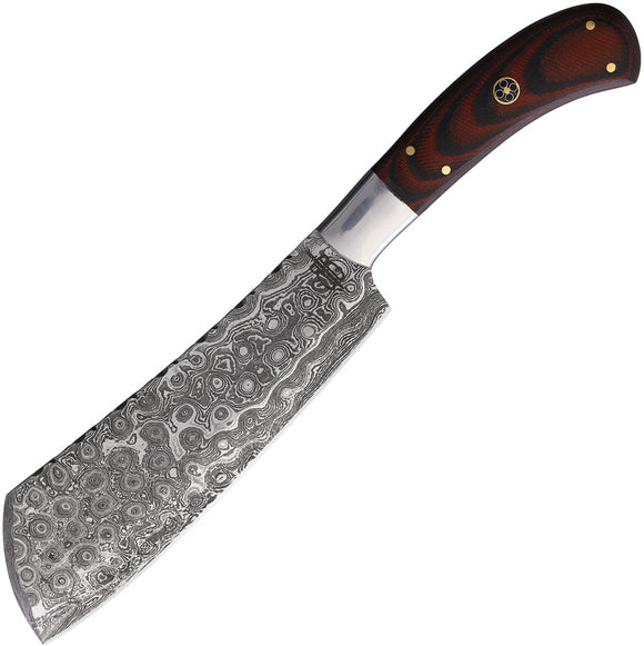 BucknBear Big Kitchen Utility Black & Red G10 Damascus Fixed Blade Knife 24104