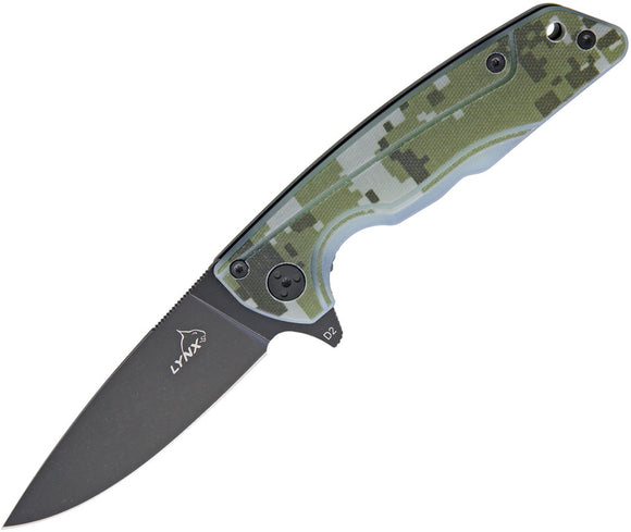 BucknBear Camo Linerlock G10 Folding D2 Steel Drop Point Pocket Knife 5068