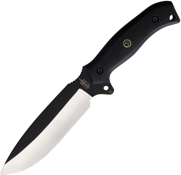 BucknBear Black Bear Hunter Black G10 D2 Steel Fixed Blade Knife w/ Sheath 71449