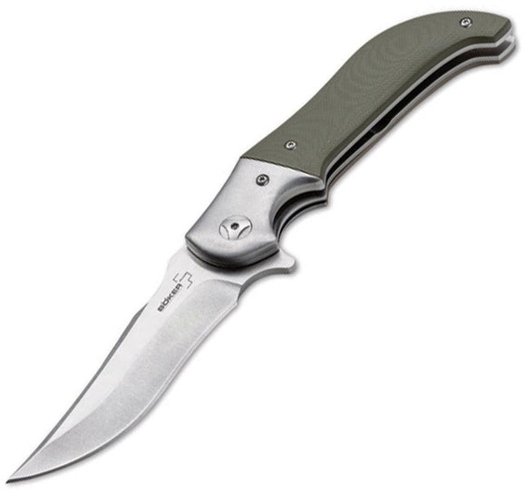Boker Plus Uolcos Linerlock 2-Tone Folding Blade Green G10 Handle Knife