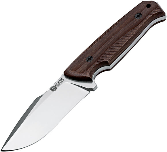 Boker Bison Guayacan Wood Bohler N695 Fixed Blade Knife w/ Belt Sheath 02BA404