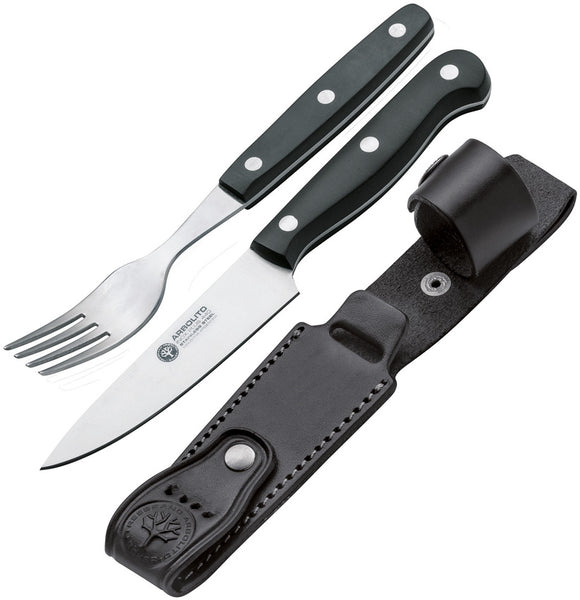 Boker Salida Grande Cutlery Set 440A Stainless Fork & Knife w/ Sheath 03BA8303