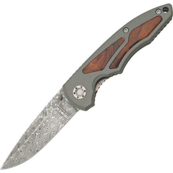 Boker Leopard I Linerlock Aluminum & Ziricote Folding Damascus Knife 110084DAM