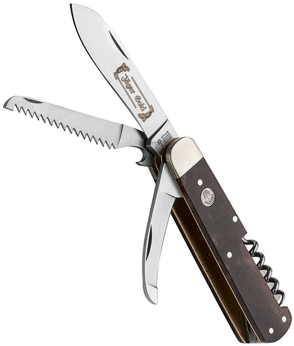 Boker Quadro Jager Gold Black Folding Pocket Knife w/ Blades & Corkscrew 110646
