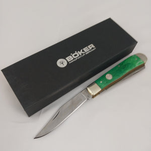 Boker Tree Brand Trapper Lime Green Smooth Bone Folding Pocket Knife 110717