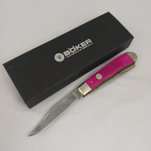 Boker Tree Brand Trapper Purple Smooth Bone Folding Pocket Knife 110719