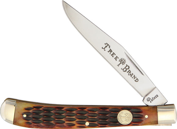 Boker Slim Line Trapper Brown Bone Clip Blade Folding Pocket Knife 110735