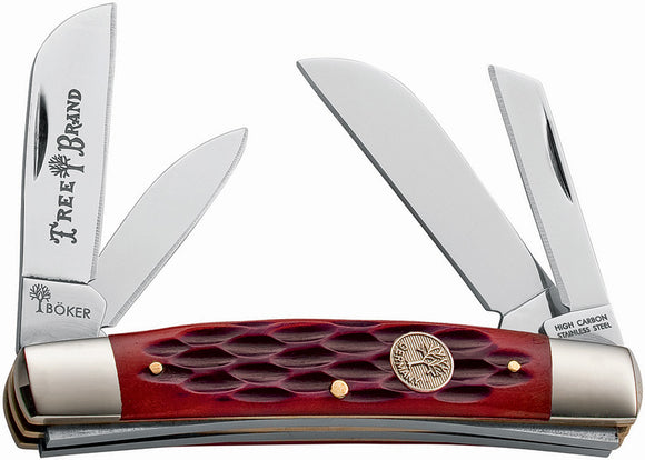 Boker Congress Red Bone Sheepsfoot, Coping, & Pen Blades Folding Pocket Knife - 110745