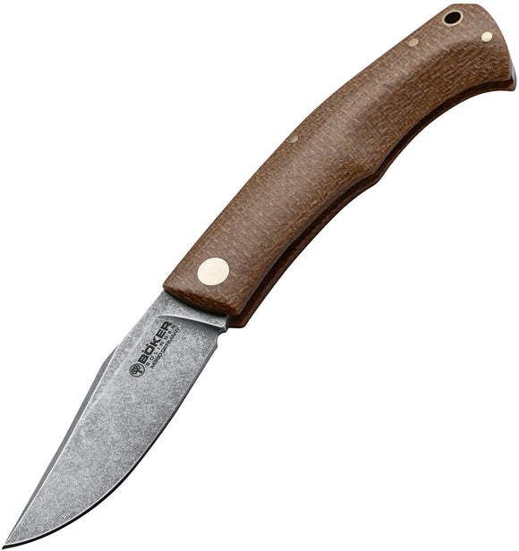 Boker Boxer EDC Slip Joint Brown Micarta Folding Bohler M390 Pocket Knife 111029