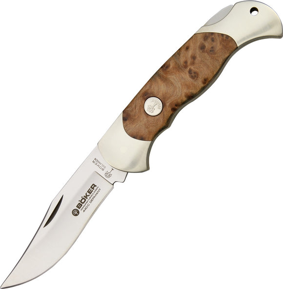 Boker Lockback Africa Thuya Wood Handle 440C Stainless Folding Knife 112002TH