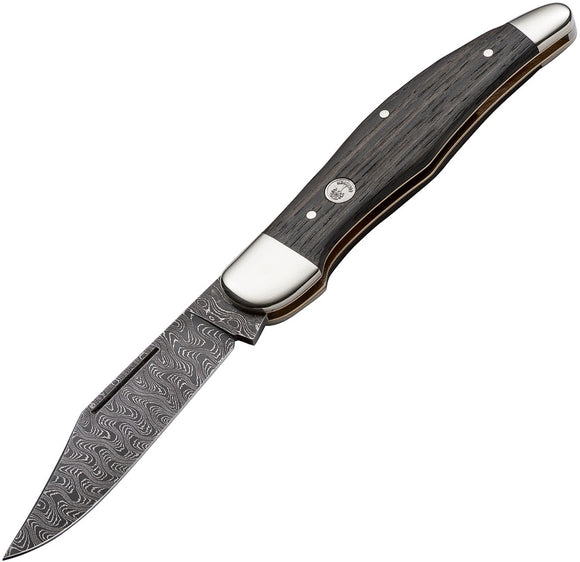 Boker 20/20 Classic Damascus Steel Black Oak Handle Folding Knife 112021DAM