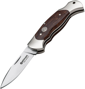 Boker Scout Folding Knife Lockback Brown Ironwood Bohler N690 Blade 112036