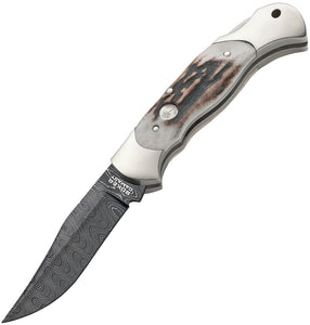 Boker Scout Stag Folding Damascus Steel Pocket Knife 112116DAM
