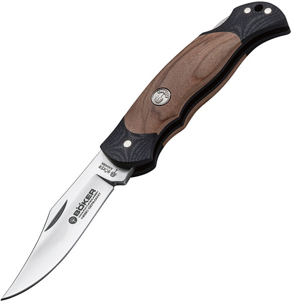 Boker Boy Scout Lockback Olive Wood & Black G10 Handle Folding N690 Knife 112410