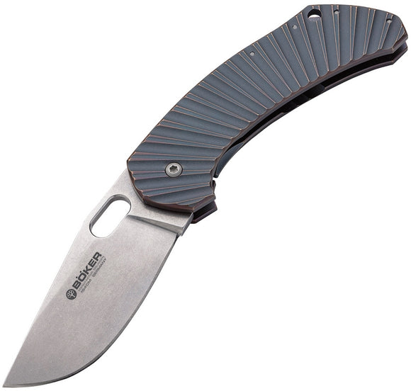 Boker Aurora Framelock Titanium Handle Stonewash Stainless Folding Knife 112629