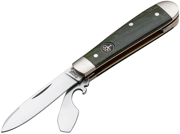 Boker Swell-End Jack Green Curly Birch Folding Bohler N690 Pocket Knife 112916