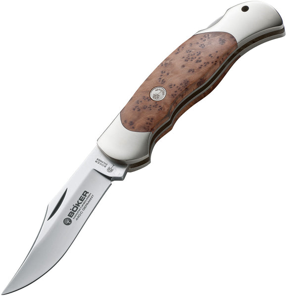 Boker Optima Thuja Lockback Wood Handle 440C Stainless Folding Knife 113002TH