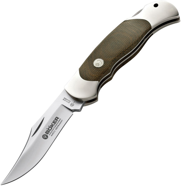 Boker Optima Lockback Green Micarta Handle 440C Stainless Folding Knife 113005
