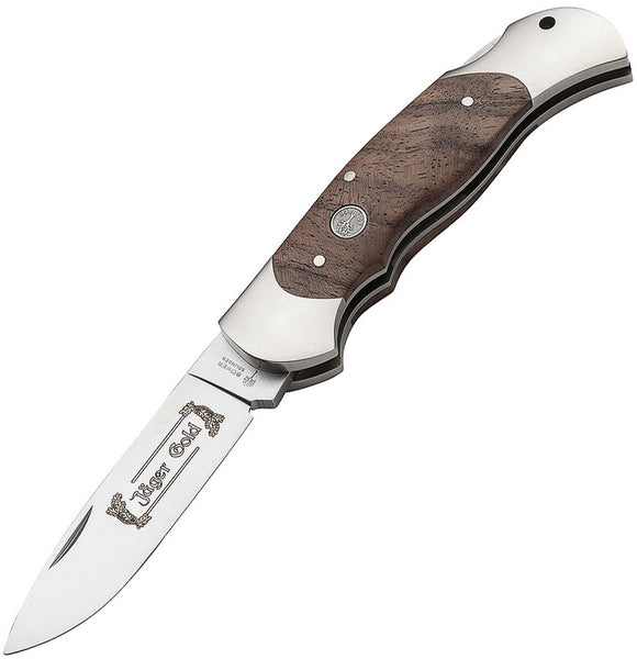 Boker Optima Jagar Gold Lockback Wood Handle Stainless Folding Knife 113026