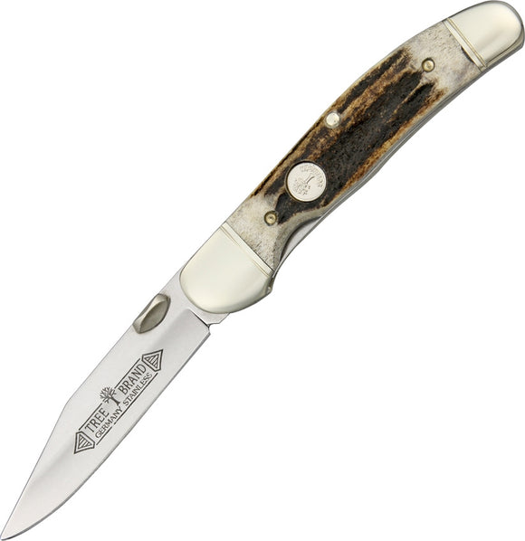 Boker Copperliner Genuine Stag Linerlock Tree Brand Folding Pocket Knife 114610