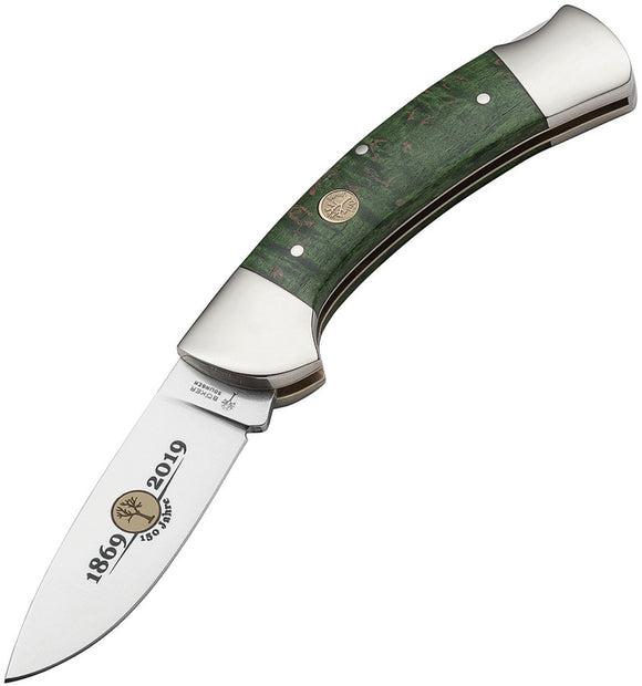 Boker 3000 Anniversary Lockback Green Curly Birch Folding 440C Knife 116100