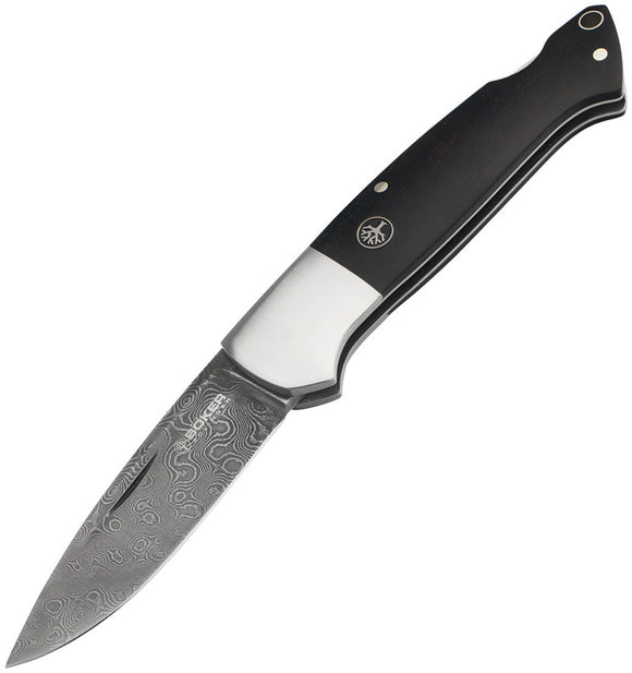 Boker Davis Classic Hunter Lockback Wood Handle Damascus Steel Knife 116624DAM