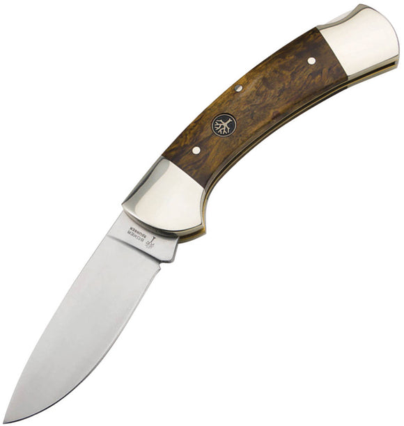 Boker 3000 Lockback Brown Curly Birch Folding 440C Stainless Pocket Knife 117100
