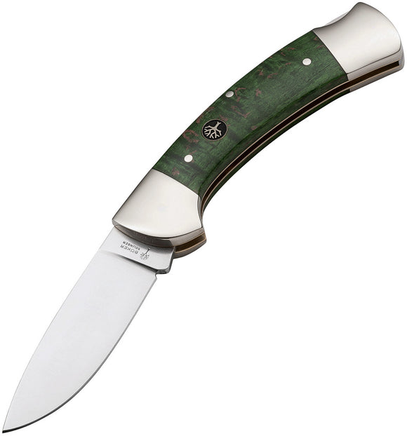 Boker 3000 Lockback Green Curly Birch Folding 440C Stainless Pocket Knife 118000