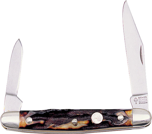 Boker Genuine Stag Handle Solingen Stainless Folding Pen Knife w/ 118288HH